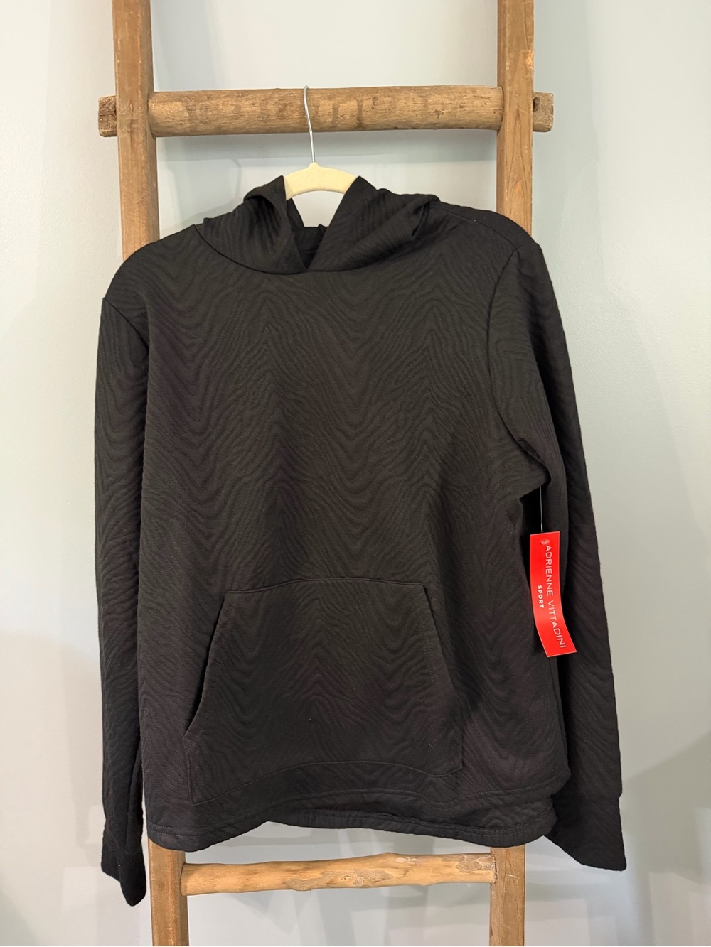 Adrienne Vittadini Black Hooded Pullover Sweater